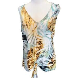 Style by Harve Benard Sleeveless Tie Waist Animal Print‎ Blouse Size M NWT
